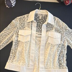 Joseph Ribkoff Sheer White Polka Dot Blazer